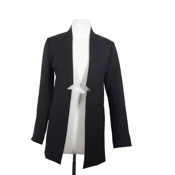 AYR Women's US4 Black The Coup Blazer Cut Out Wool Coat Open Tailored Jacket - Picture 4 of 10